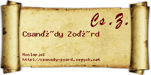 Csanády Zoárd névjegykártya